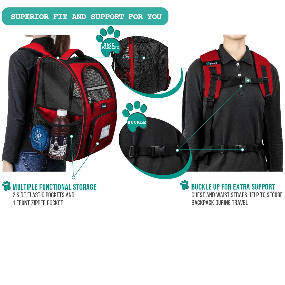 PetAmi Deluxe Pet Carrier Backpack, Red
