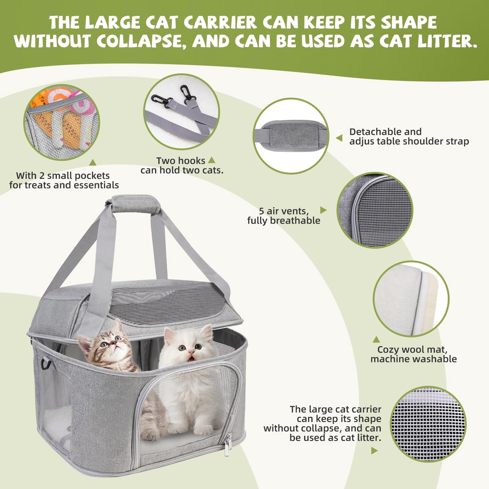 Premium Cat Carrier for Pets Up to 20 Lbs, Cat Travel Bag Soft-Sided Backpack Pet Carriers with Padded Shoulder Strap, Dog Carrier for Small Dogs Puppy Carry Airline Approved