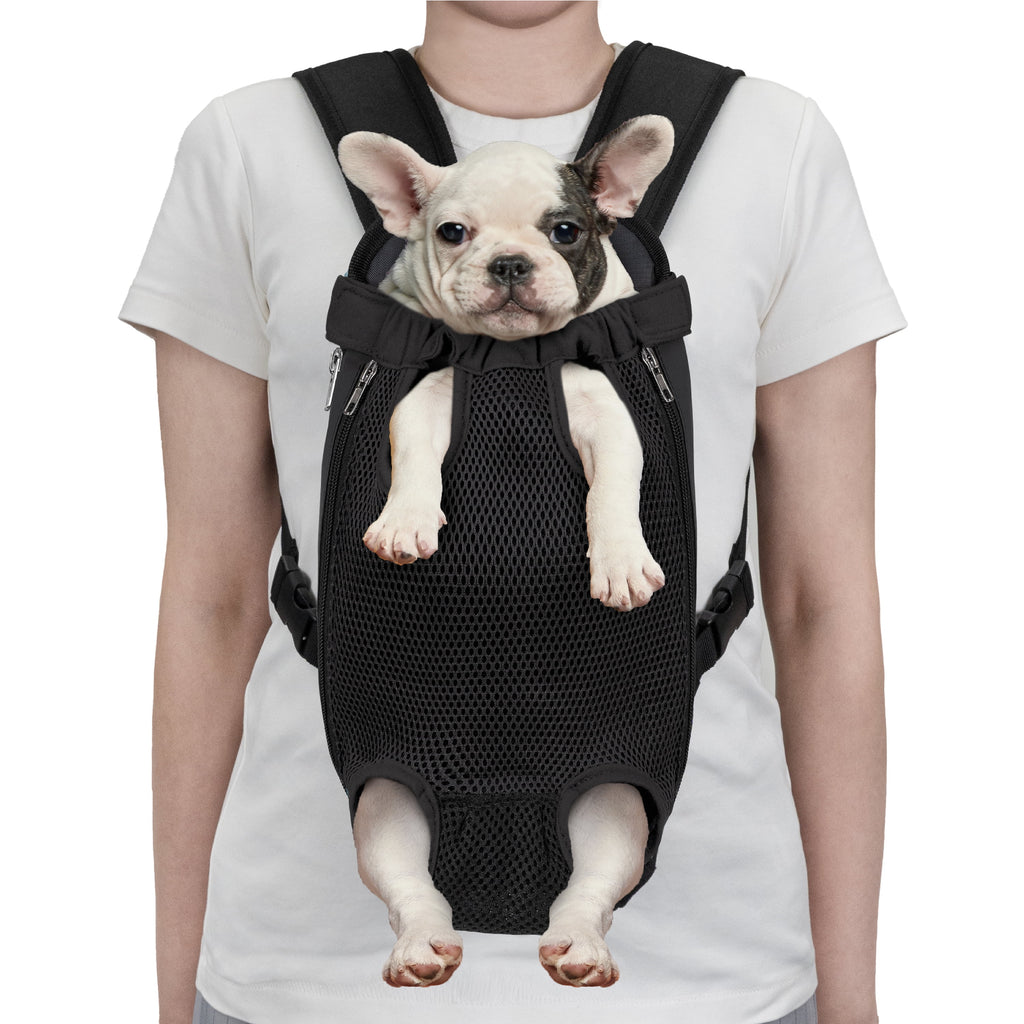 PetAmi Dog Carrier Backpack, Adjustable Dog Pet Cat Front Carrier Backpack | Ventilated Dog Chest Carrier for Hiking Camping Travel, Sling Bag for Small Medium Dog Cat Puppies, Large, 12-16 lbs, Black